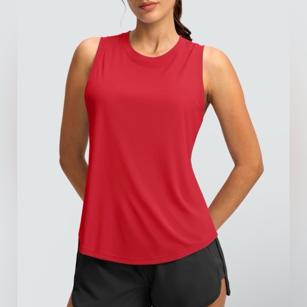 SANTINY Sleeveless Racerback Athletic Tank Top Lightweight Small Red NWT